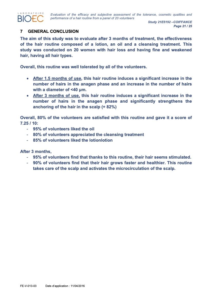 BIO-EC laboratory efficacy report for O&O Professional Scalp Care